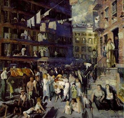 George Wesley Bellows Cliff Dwellers , 1913, oil on canvas. Los Angeles County Museum of Art China oil painting art